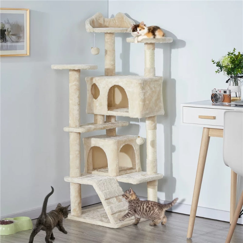 Double Condo Cat Tree with Scratching Post Tower