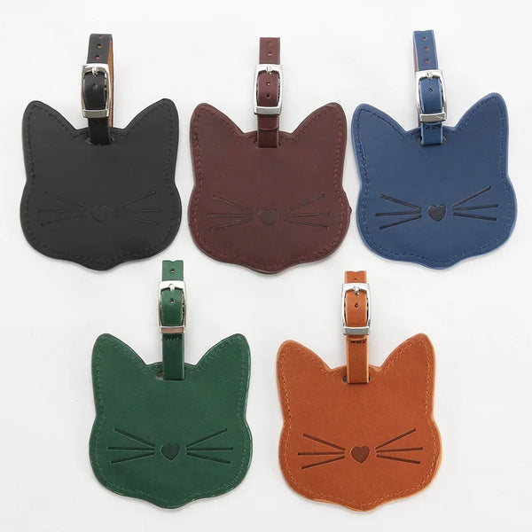 Cat Leather Luggage Tags