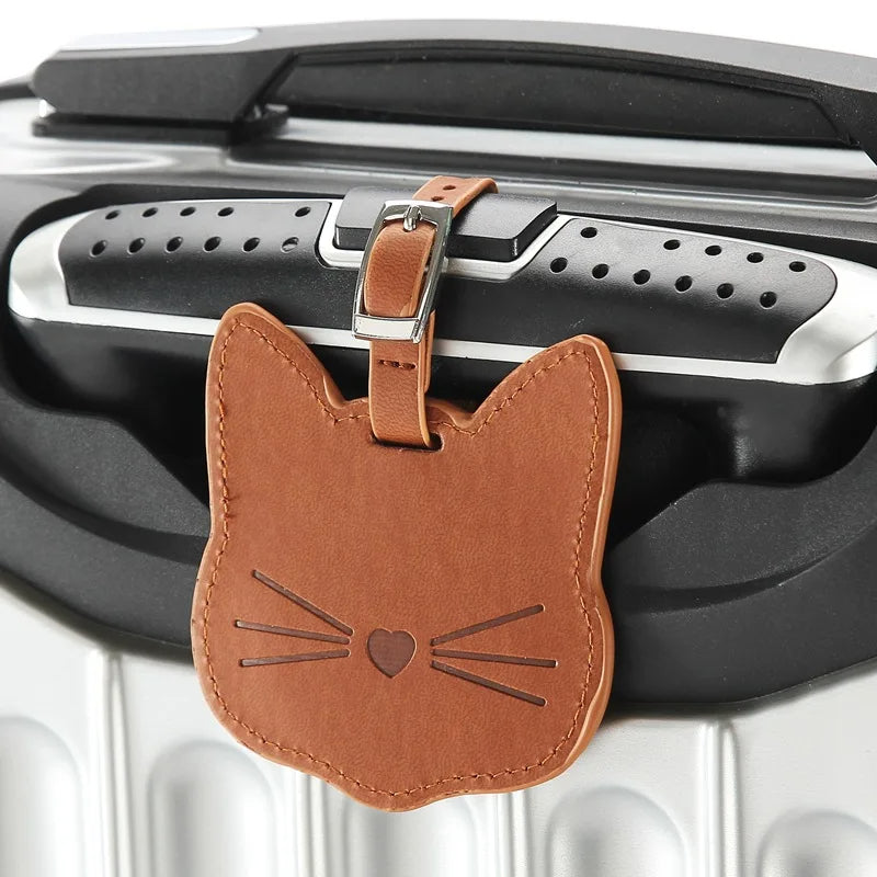Cat Leather Luggage Tags