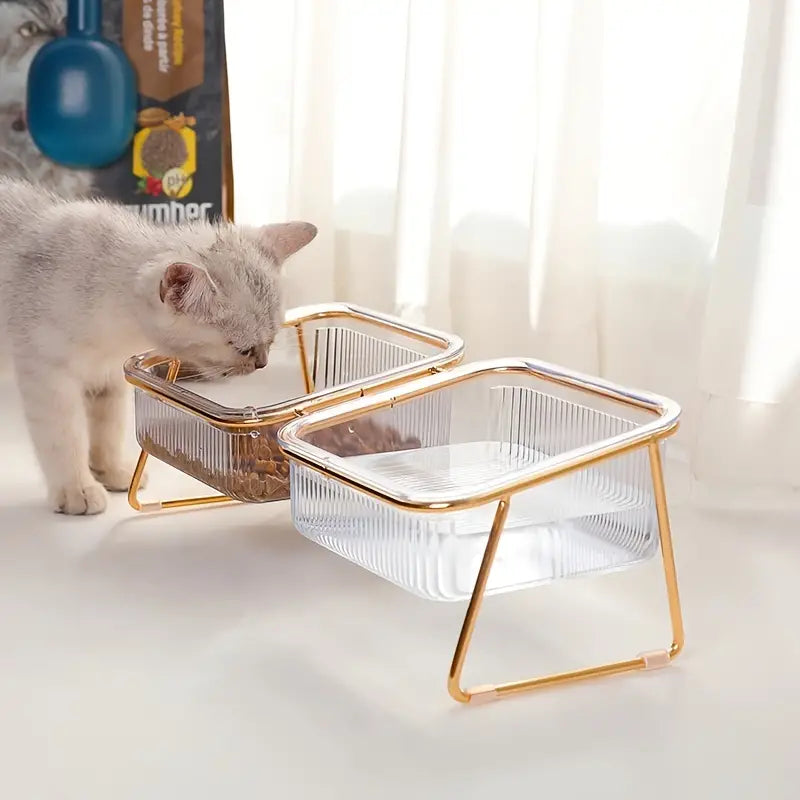 Non-Slip Transparent Cat Bowl with Stand